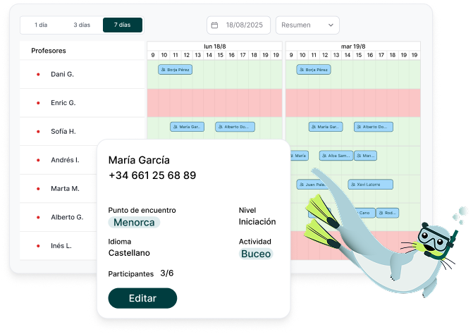 Software de gestión para centros de buceo